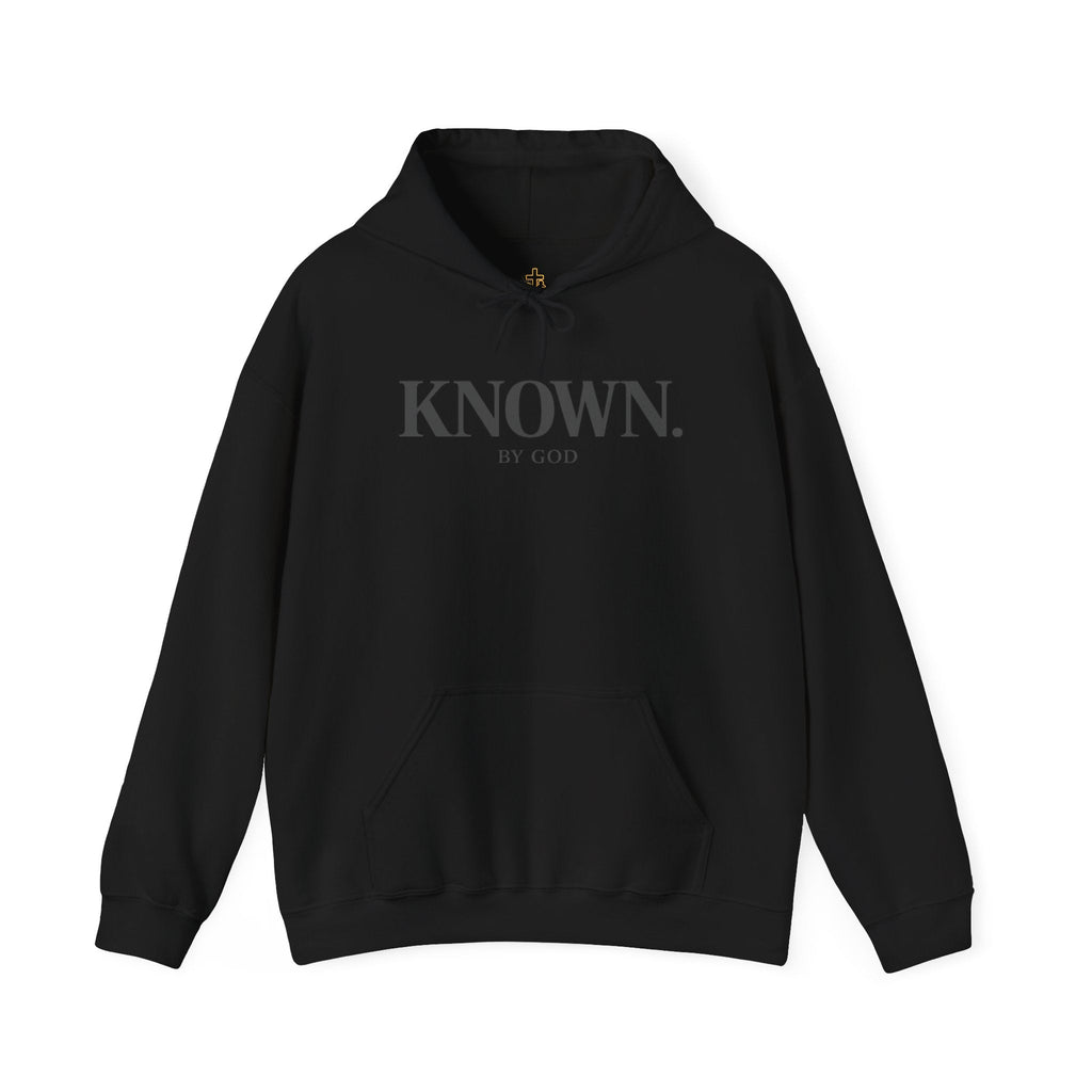 KNOWN. By God Black Hoodie – Premium Midweight Faith-Based Pullover