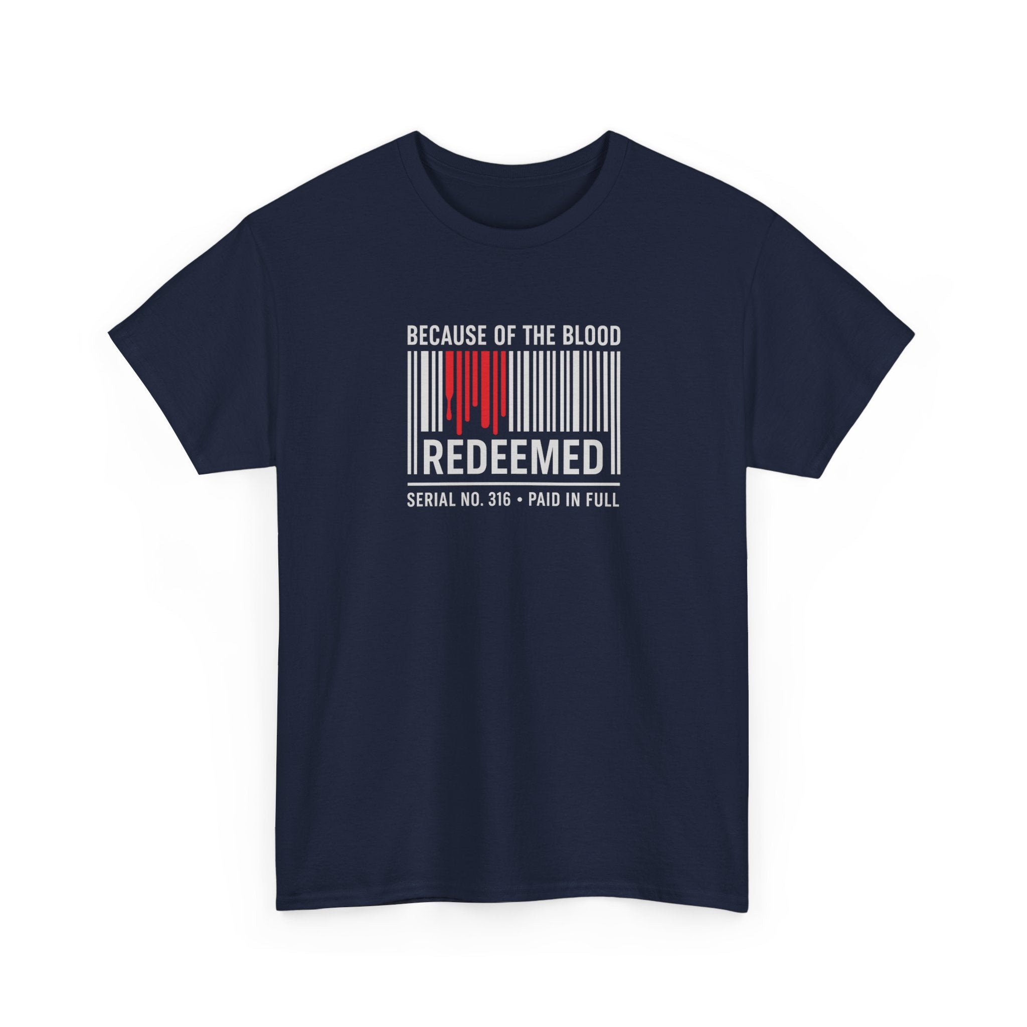 Because of the Blood Unisex Tee — Revelation 1:5 Inspirational Redemption T-Shirt