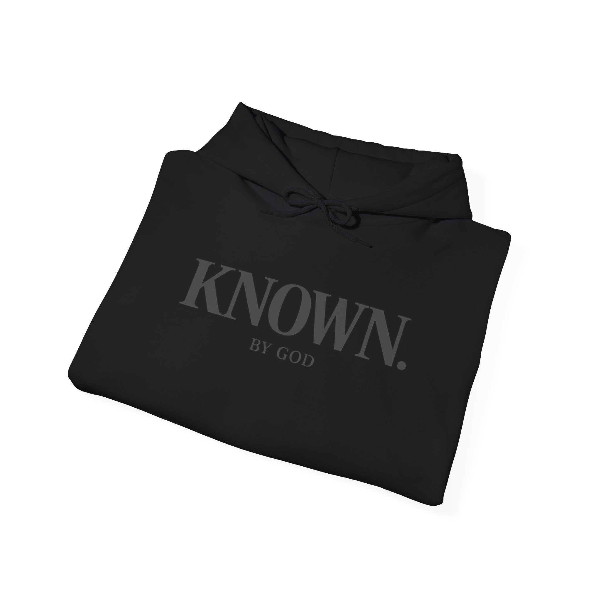 KNOWN. By God Black Hoodie – Premium Midweight Faith-Based Pullover