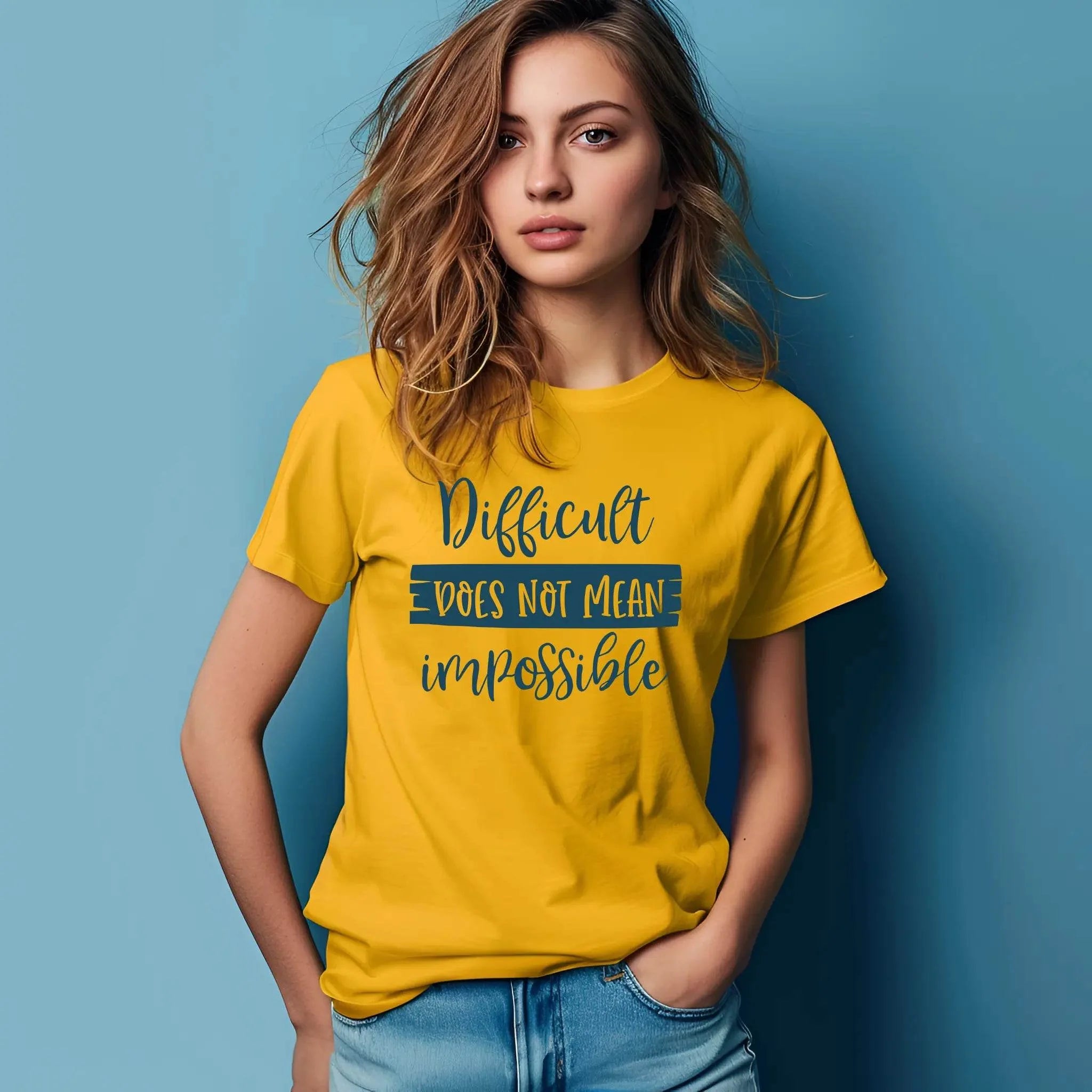 Difficult Does Not Mean Impossible Motivational T-Shirt