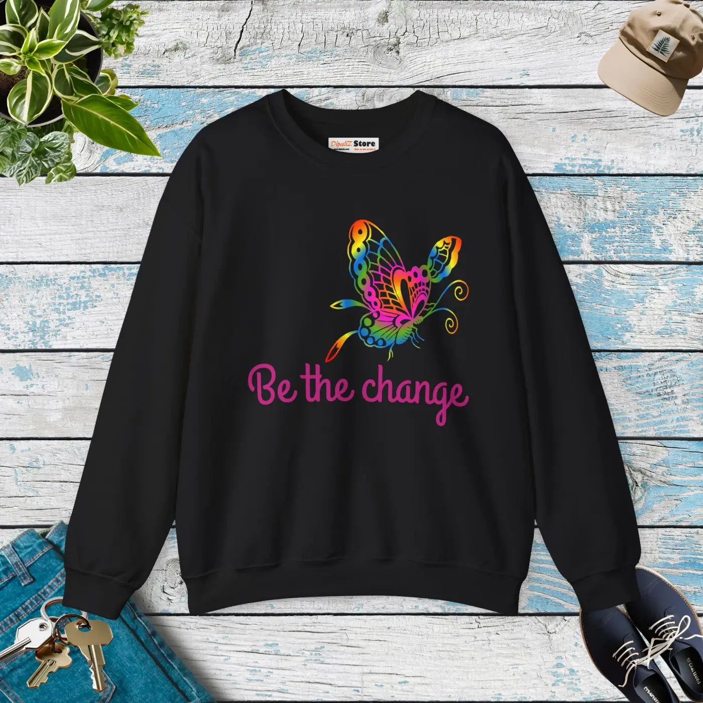 Inspirational Crewneck Sweatshirt - Be The Change - Dipaliz