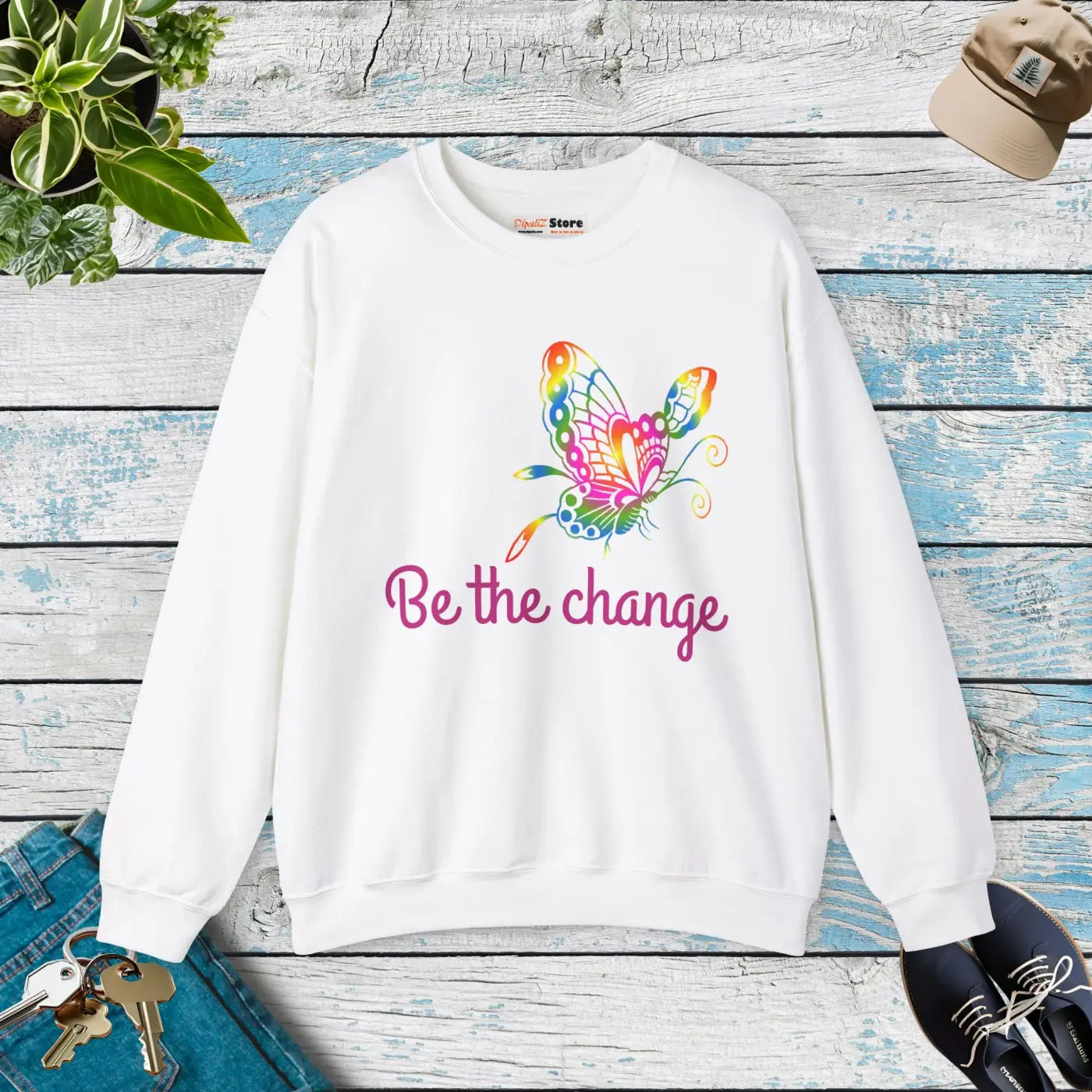 Inspirational Crewneck Sweatshirt - Be The Change - Dipaliz