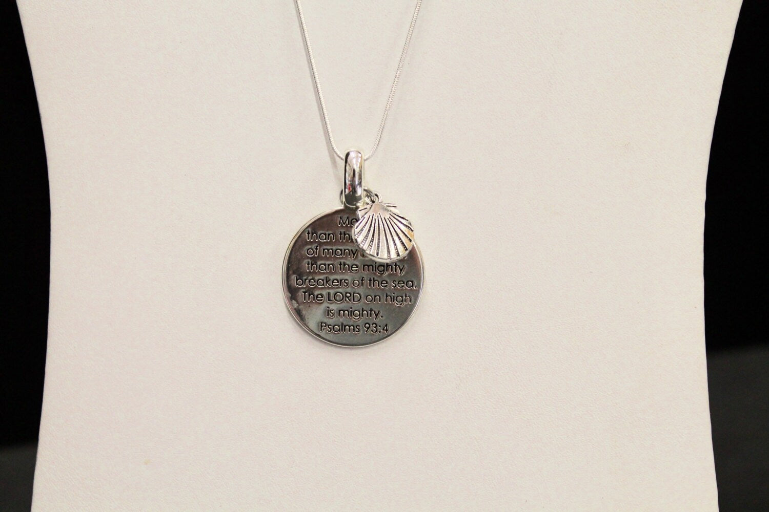 Psalms 93:4 The Lord Is Mighty On High Pendant on Silver Chain, Inspirational Jewelry, Bible Verse Jewelry, Gift For Her, Motivate