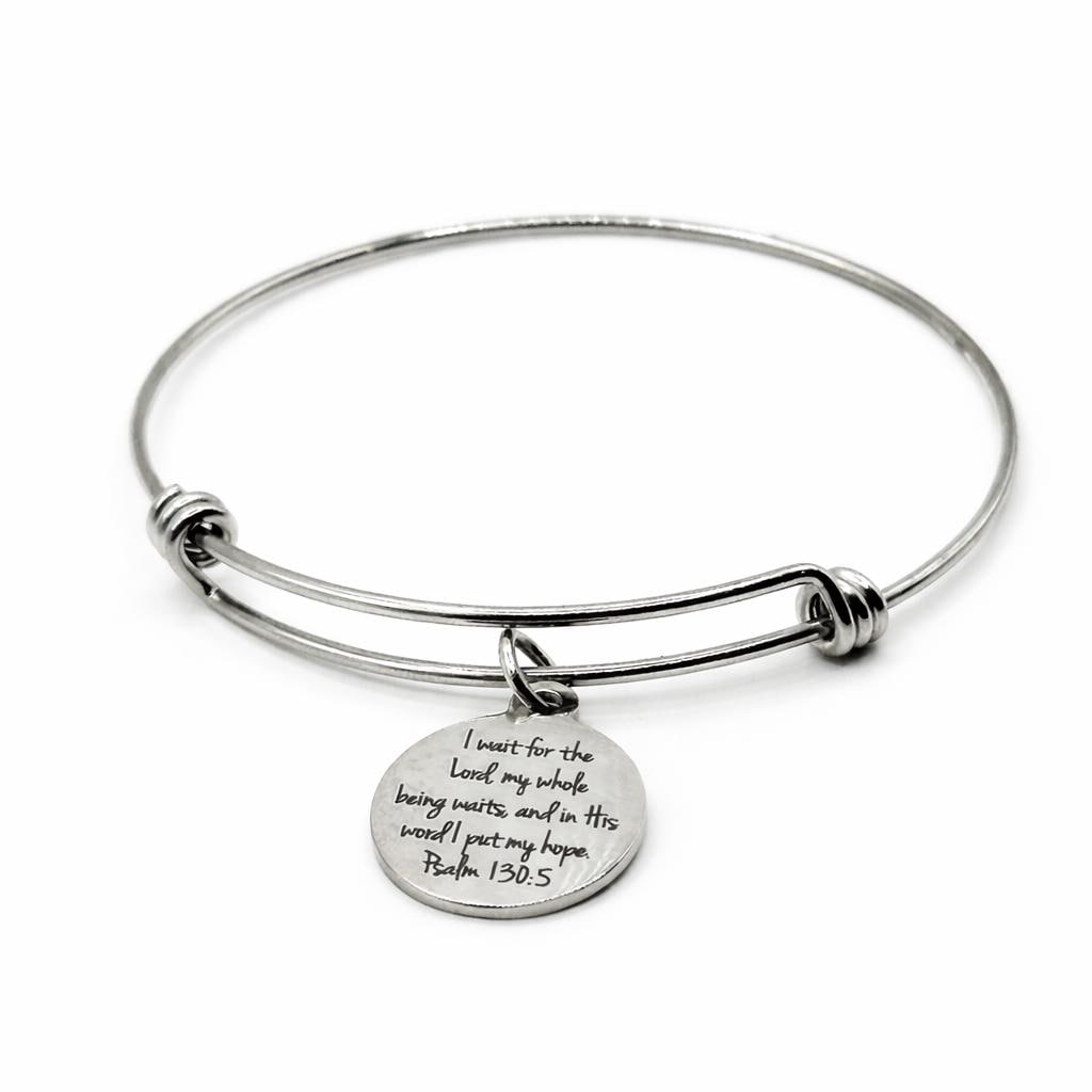 Psalm 130 5 Faith Bracelet Christian Scripture Jewelry Stainless Steel Bangle Bracelet Religious Gift For Women